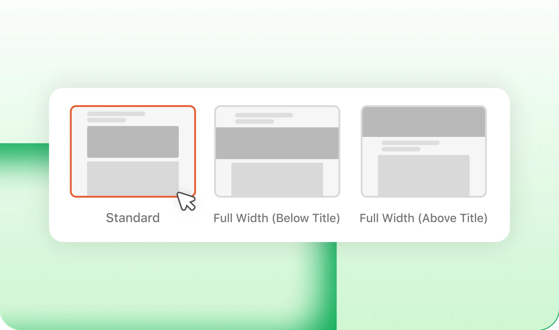 Three featured image layouts for the single post page
