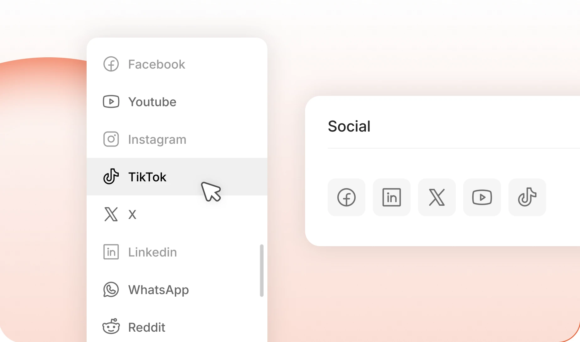 A profile showing social network icons linking to a member's accounts