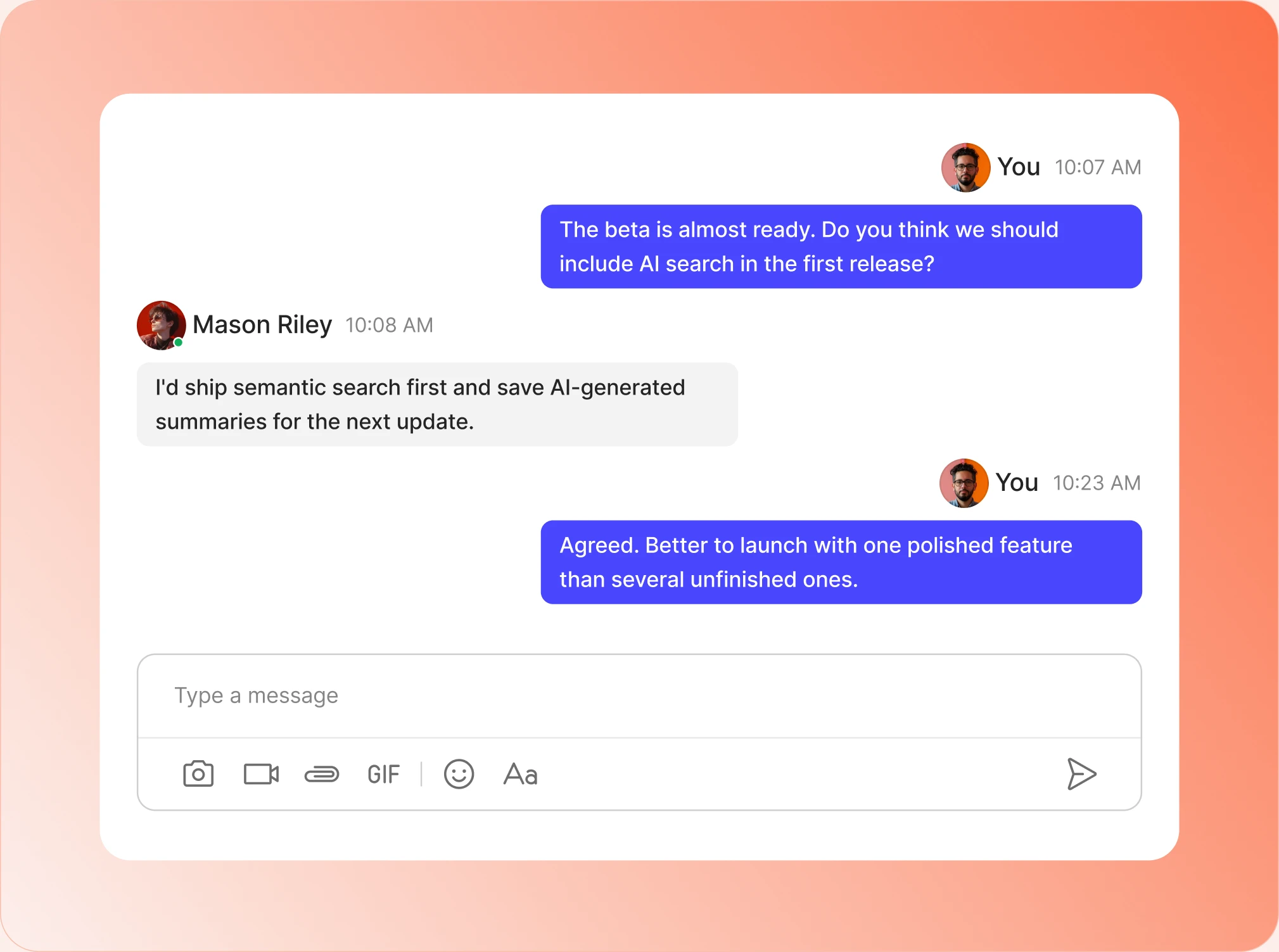 A BuddyBoss private message thread with an attachment and reply box