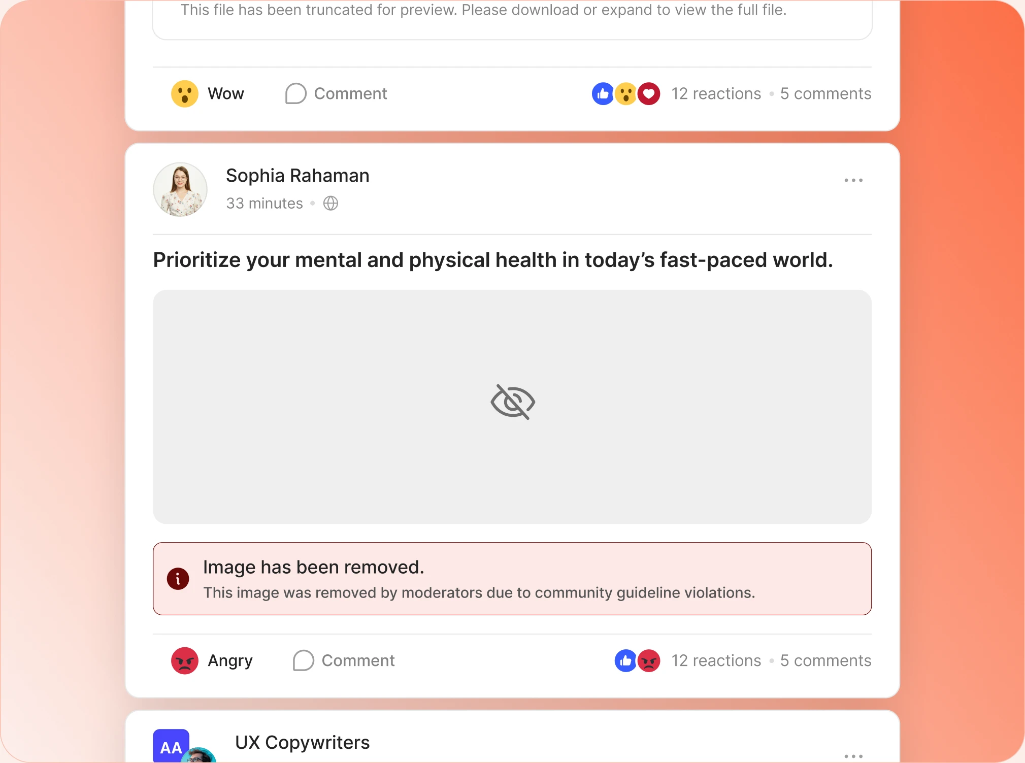 BuddyBoss moderation tools on desktop and on a phone side by side