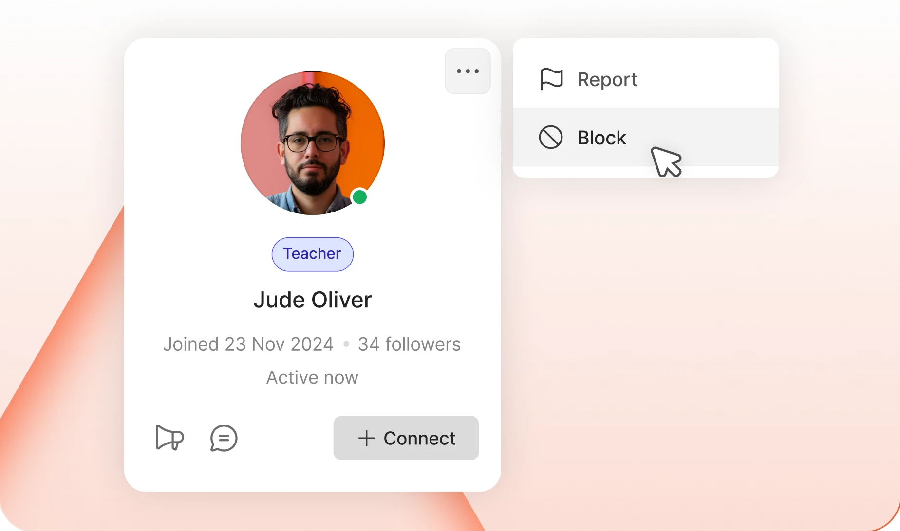 A member using the block action on another member's profile
