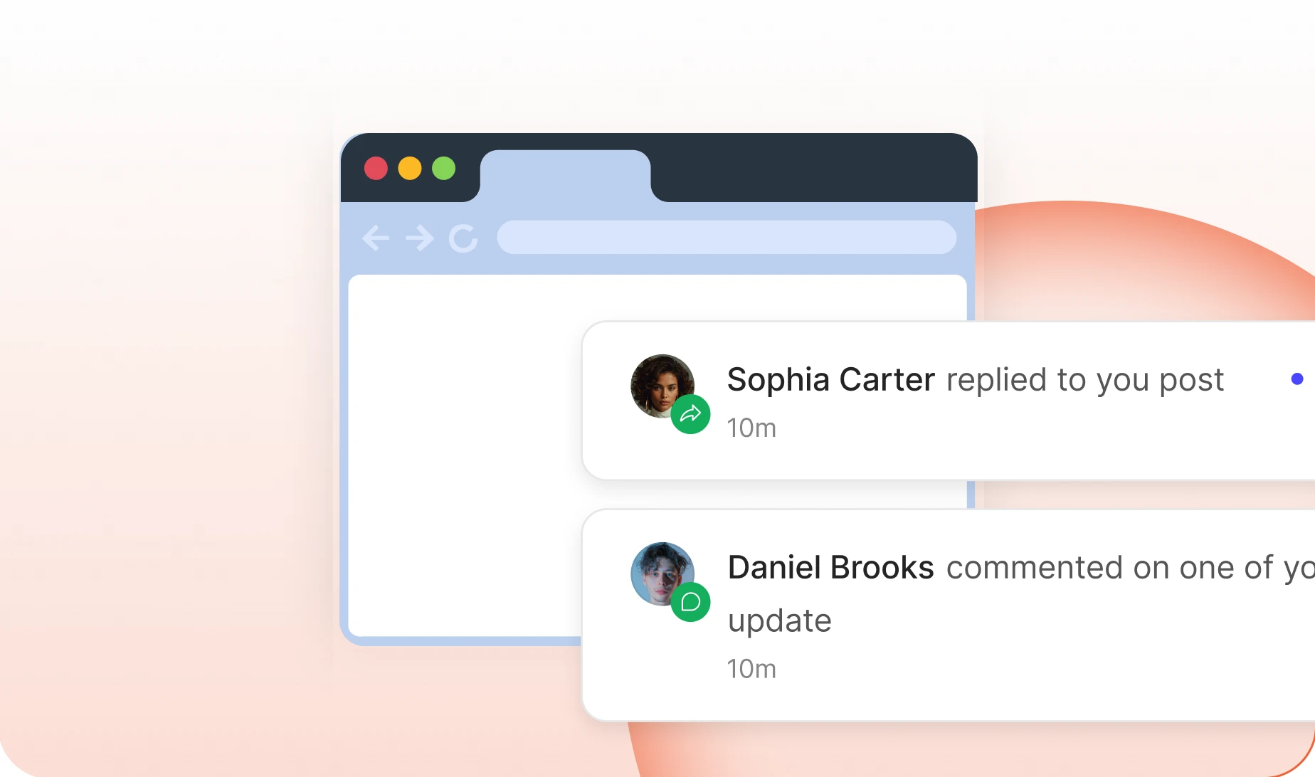 The browser tab title updating when a notification arrives
