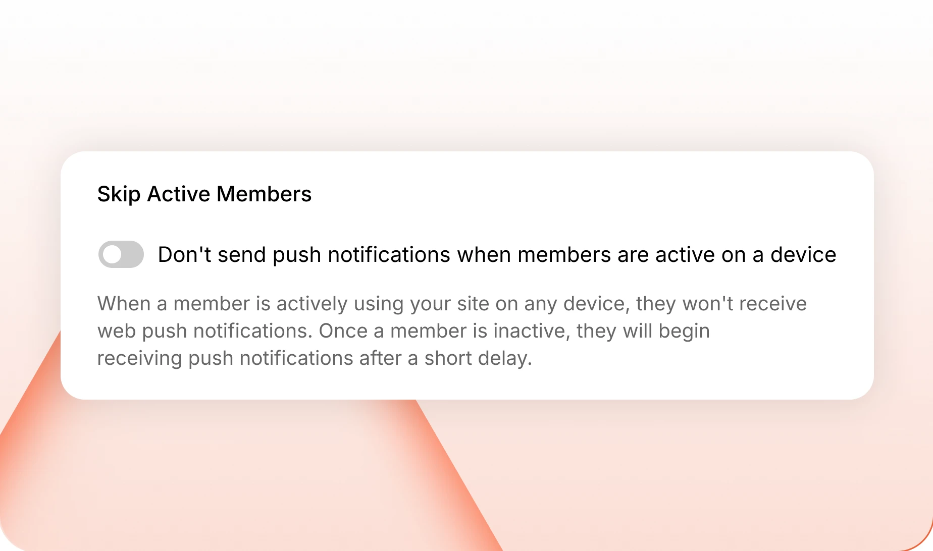 The setting that skips web push for members already reading
