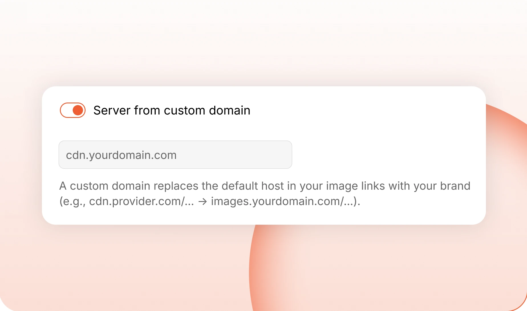 The custom subdomain fields for image and video delivery