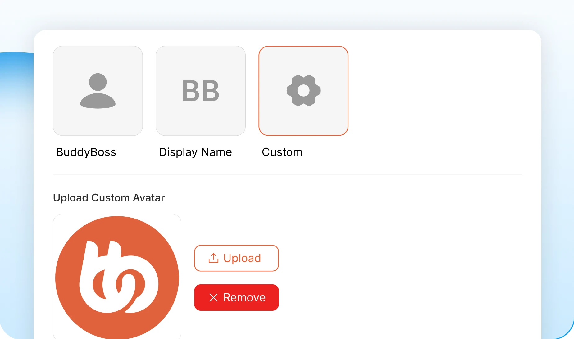 Default group avatar options  BuddyBoss mark group name custom image