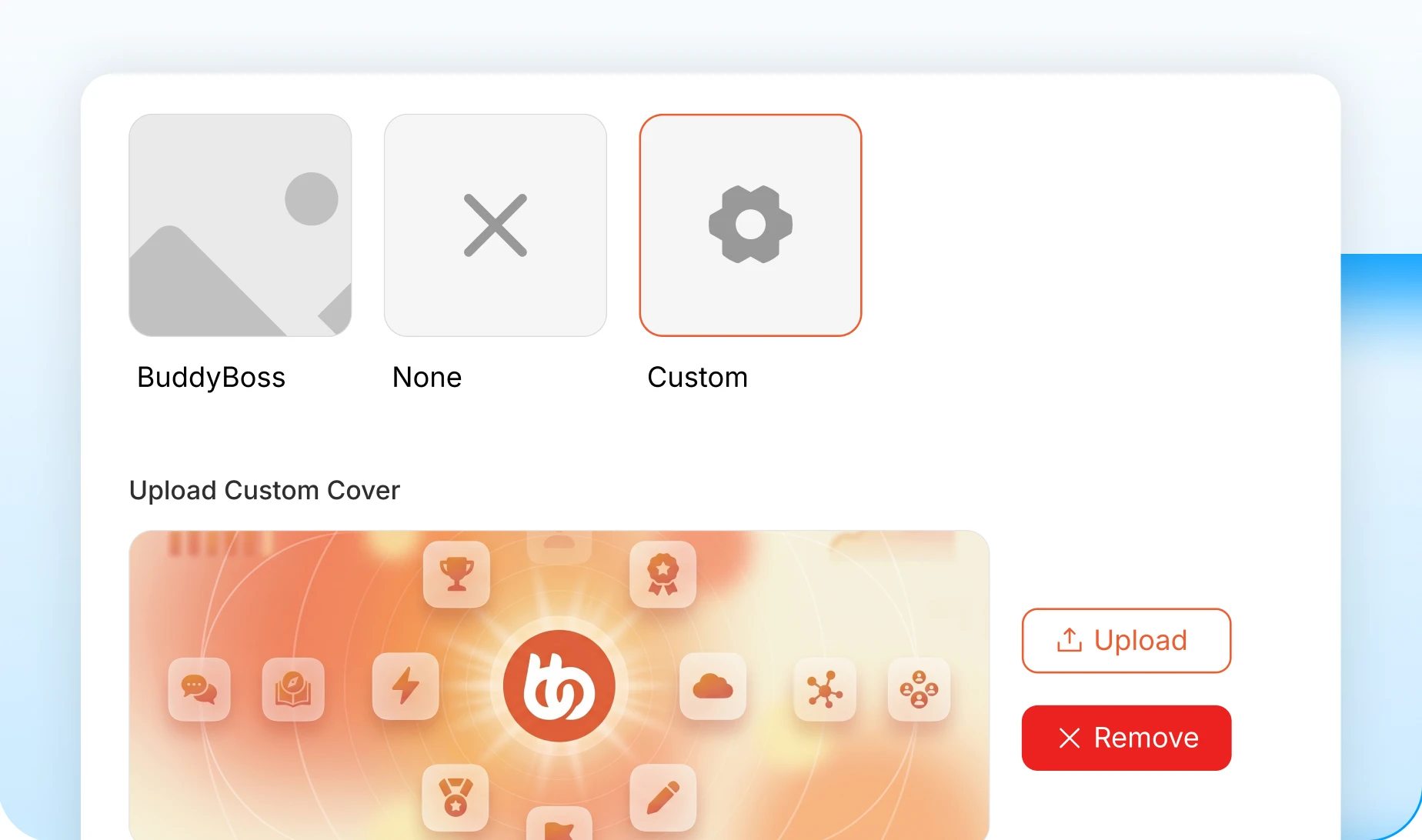 Default group cover options in the admin
