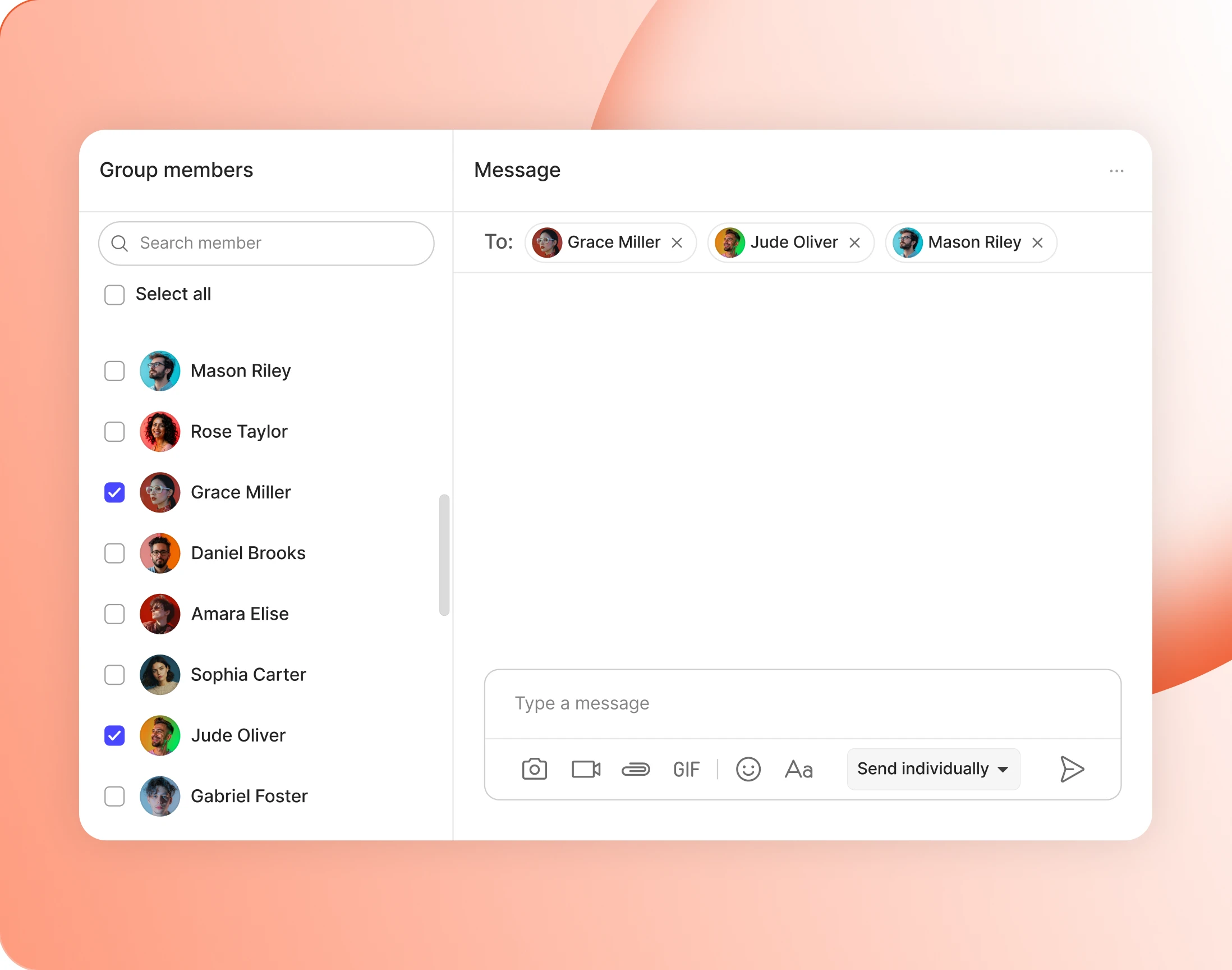 The group message composer with every group member on the To line